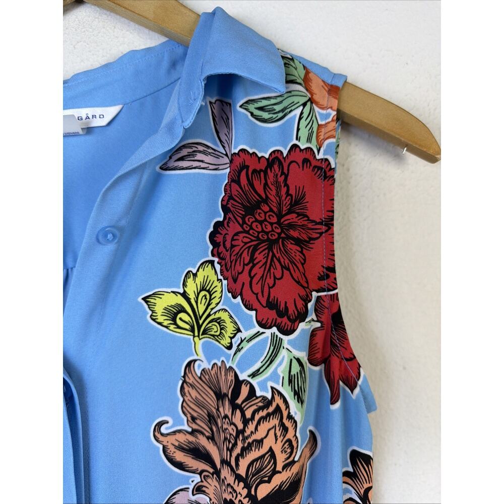 Peter Nygard Long 8 Blue Floral Sleeveless victorian resort vacation Dress vest - Picture 5 of 12